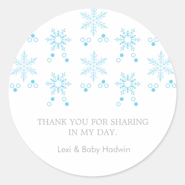 Flocons de neige | Sticker Favour Baby shower garç (Devant)