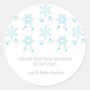 Flocons de neige   Sticker Favour Baby shower garç
