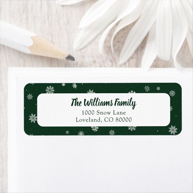 Flocons Vertes Vacances (Snowflakes Green Holiday Label
)