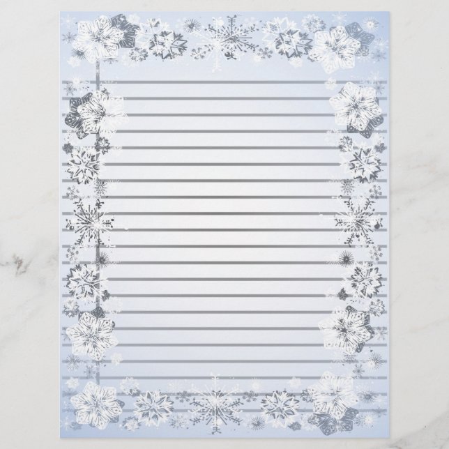 Flocs de neige Bordure papier à écriture linéaire  (Devant)