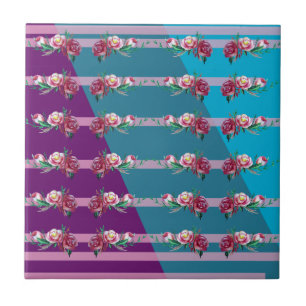 Floers  And Lines   Ceramic Photo Tile