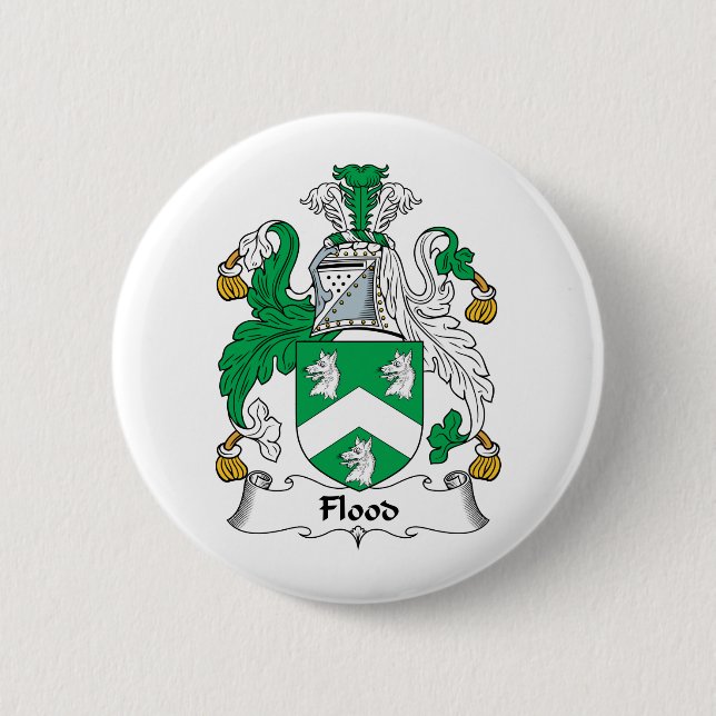 Flood Family Crest 2 Inch Round Button (Front)
