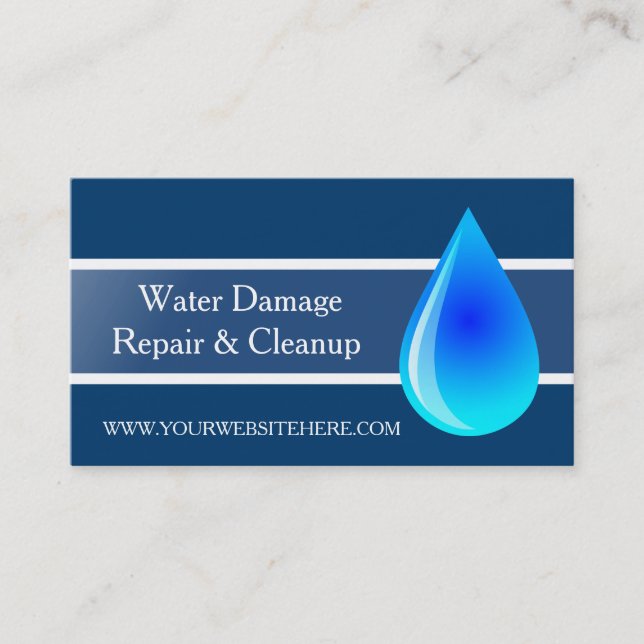 Flood Water Damage Service and Cleanup Business Card (Front)