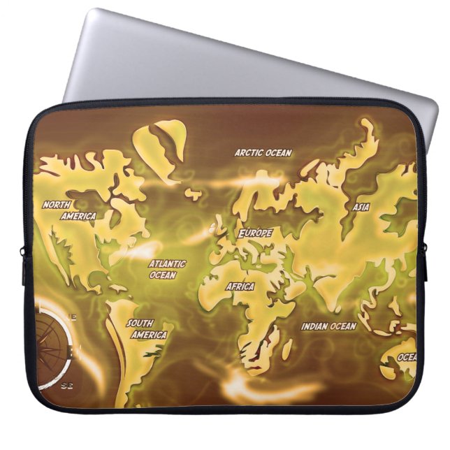 Flooded Earth Map Laptop Sleeve (Front)