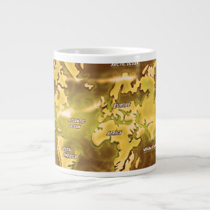 Flooded Earth Map Large Coffee Mug