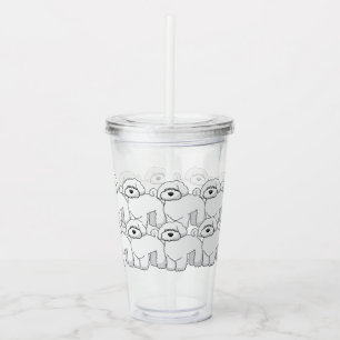 Floofy White Puppy Pattern Acrylic Tumbler