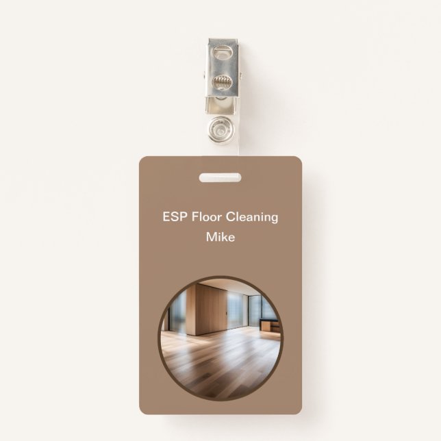 Floor Cleaning Service Modern Work Badges (Front with Clip)