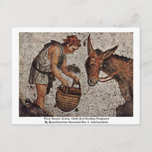 Floor Mosaic Scene, Child And Donkey Fragment Postcard