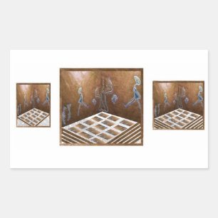 Floor tiles near figure on wall. sticker