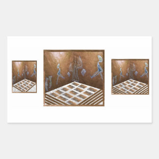 Floor tiles near figure on wall. sticker