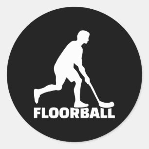 Floorball Player Classic Round Sticker