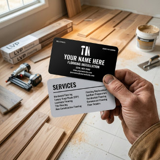 Flooring Installation Modern Black and Silver Business Card