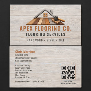 Flooring Wood QR Code Professional Business Card
