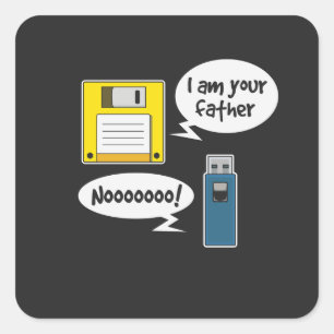 Floppy Disc Diskette USB Square Sticker