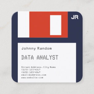 Floppy disc disquette faux look dark blue square business card