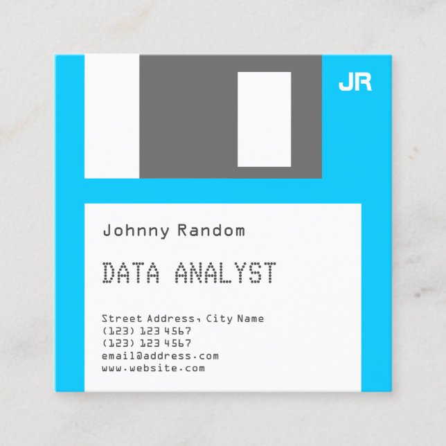 Floppy disc disquette faux look square business card (Front)