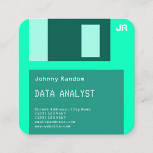 Floppy disc green tone cyber  square business card