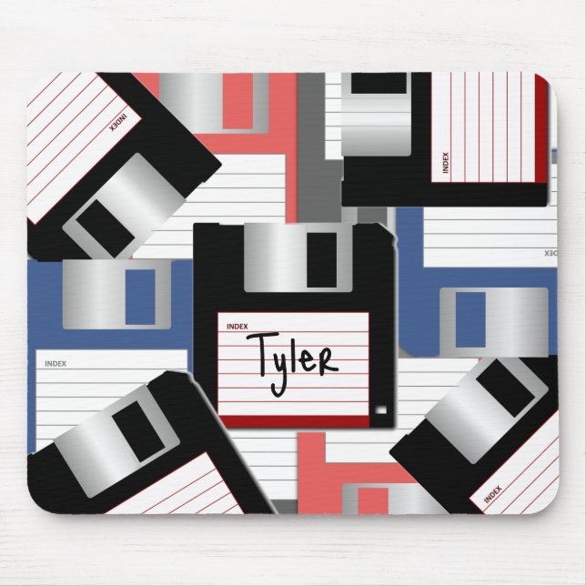 Floppy Disc Pile Computer Retro Personalized Desk  Mouse Pad (Front)