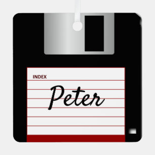 Floppy Disc Retro Computer Metal Square Ornament