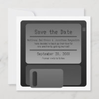 Floppy Disc Save the Date Announcement, Grey