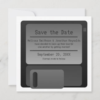 Floppy Disc Save the Date Announcement, Grey