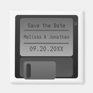 Floppy Disc Save the Date Magnet, Grey Magnet