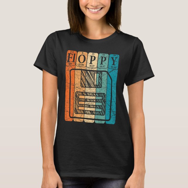 Floppy Disk Periodic Table Elements Computer Nerd  T-Shirt (Front)