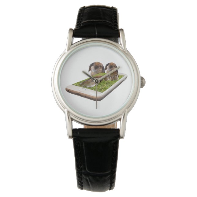 "Floppy-Eared Whimsy: Lop-Eared Bunnies in Popout  Watch (Front)