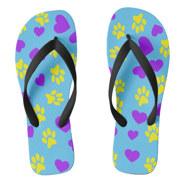 Flops à tongs bleu clair avec Empreintes de pattes (Semelle)