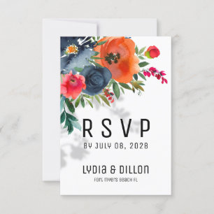 Flor Abundance Wedding RSVP Mail Back Card