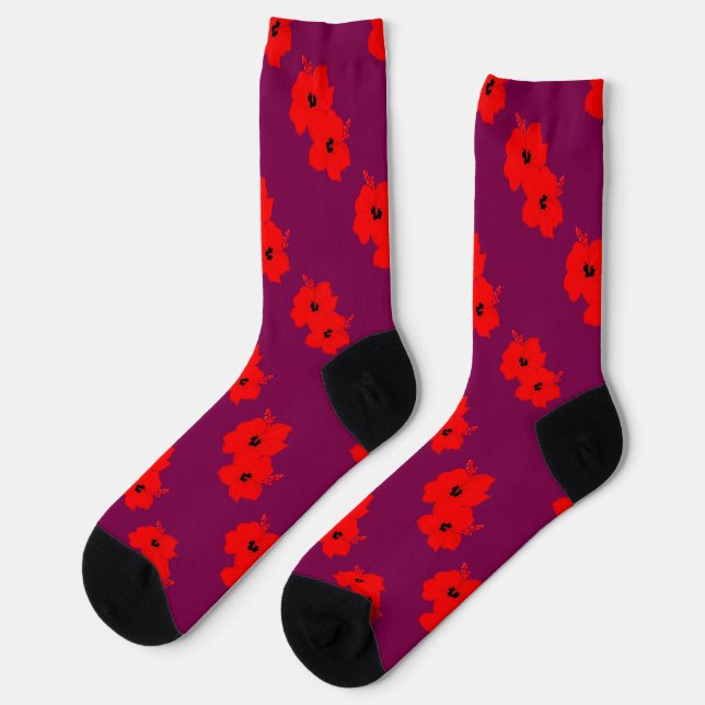 Flor del Encanto Maroon Socks (Left)