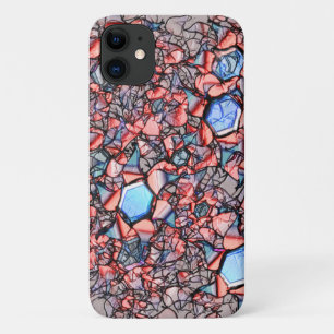 Flor virtual entalhada nas cores azul e salmão iPhone 11 case
