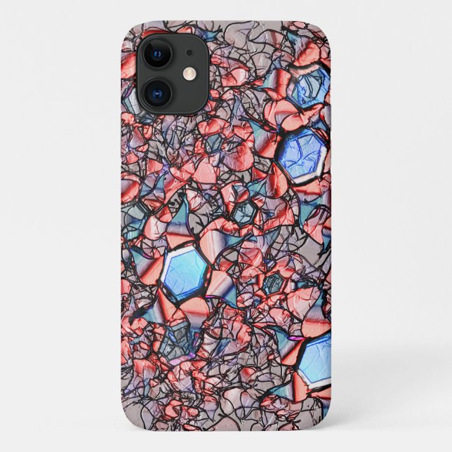 Flor virtual entalhada nas cores azul e salmão Case-Mate iPhone case (Back)