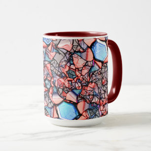 Flor virtual entalhada nas cores azul e salmão mug