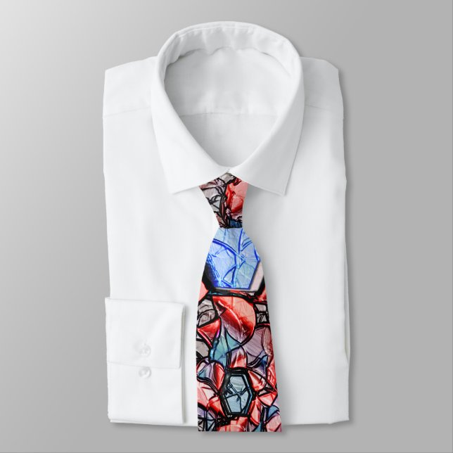 Flor virtual entalhada nas cores azul e salmão tie (Tied)