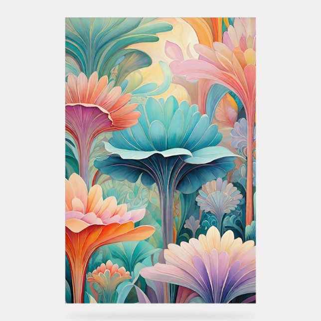 Flora 2 Floral Pastel Acrylic Sign (Front)
