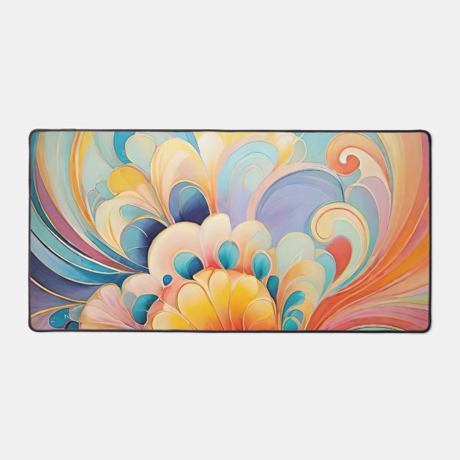 Flora 3 Floral Pastel Desk Mat (Front)