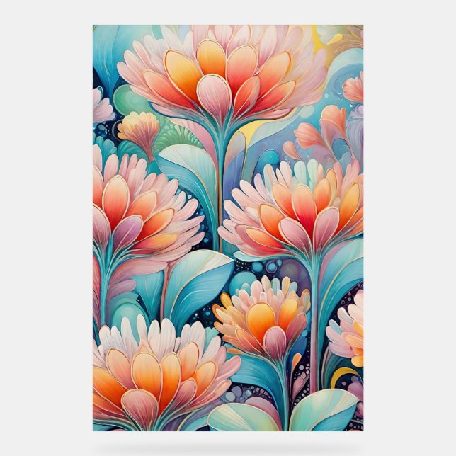 Flora 4 Floral Pastel Acrylic Sign (Front)