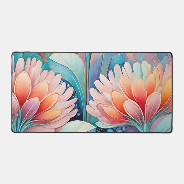 Flora 4 Floral Pastel Desk Mat (Front)