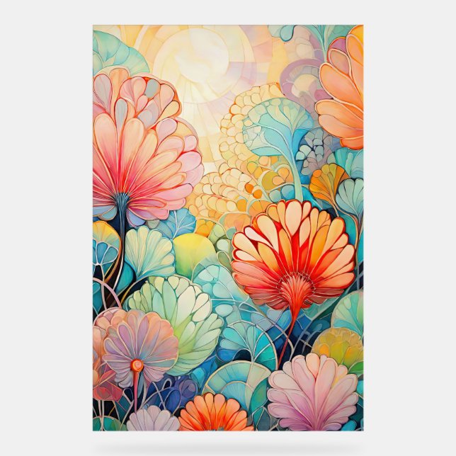 Flora 5 Floral Pastel Acrylic Sign (Front)