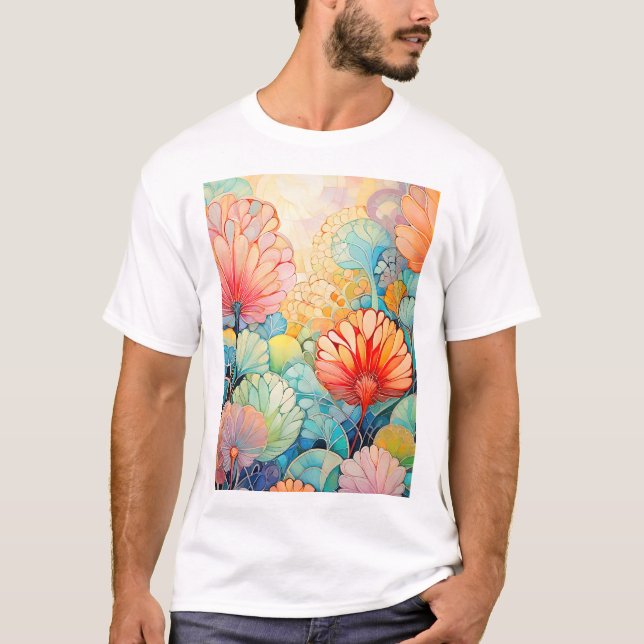 Flora 5 Floral Pastel  T-Shirt (Front)