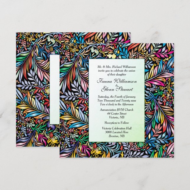 Flora and Fauna Multi Colour Wedding Invitation (Front/Back)