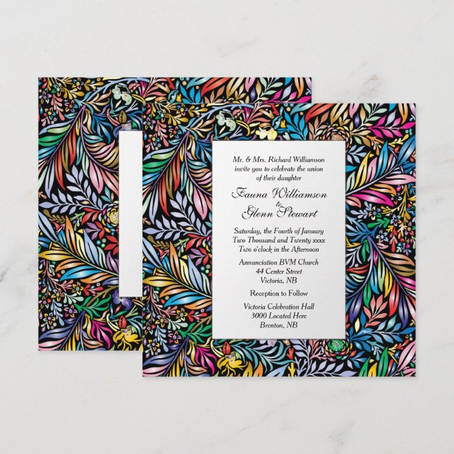 Flora and Fauna Multi Colour Wedding Invitation (Front/Back)