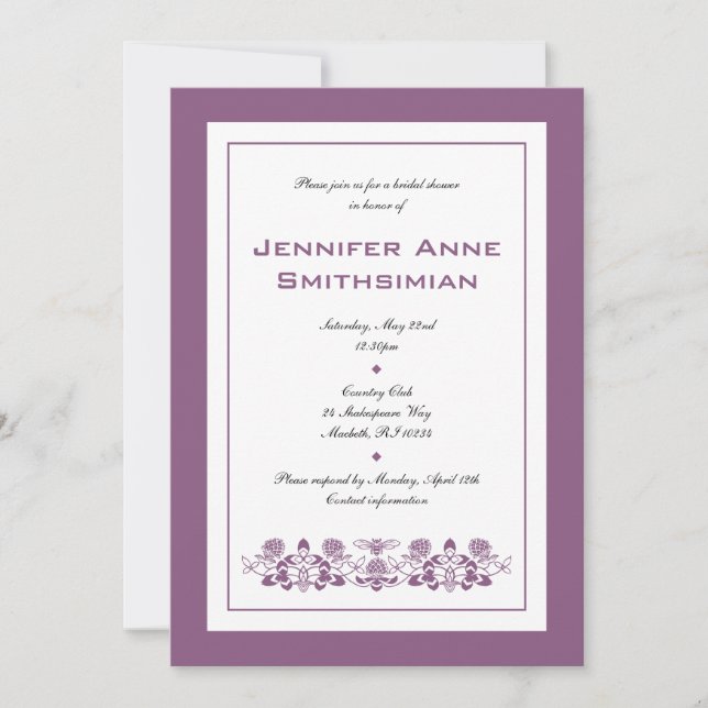 Flora Bee Invitation à la douche nuptiale (Devant)