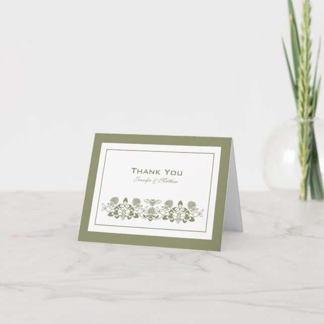 Flora Bee Thank You Card with Name (Front)