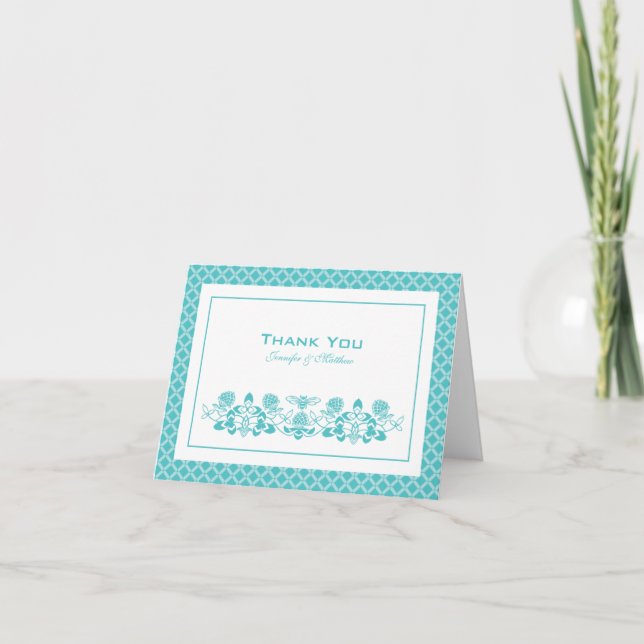 Flora Bee Thank You Card with Name (Front)
