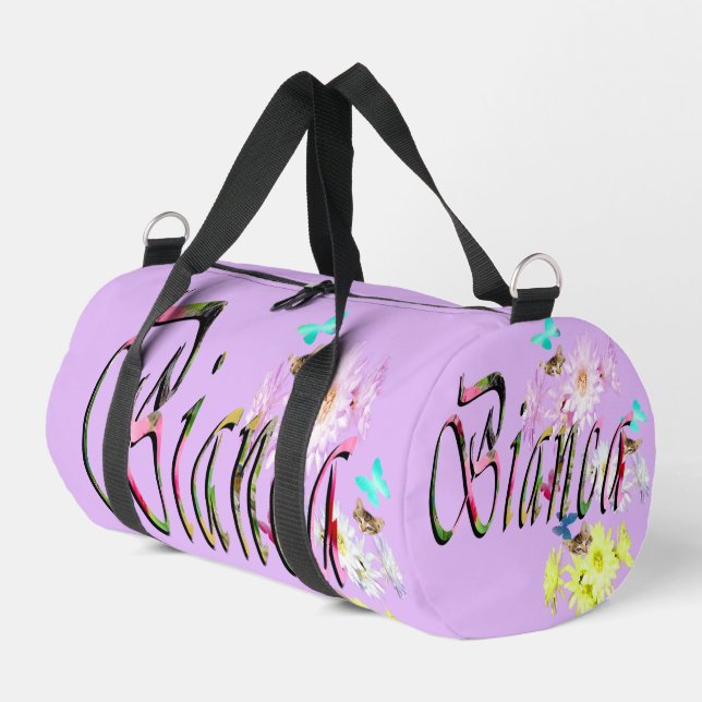 Flora; Bianca Name With Kittens, Duffle Bag (Left Corner)