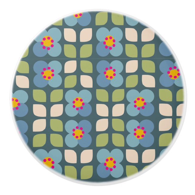 FLORA BLUSH - Floral Ceramic Knob (Front)