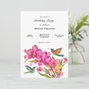 Flora fauna minimalist birthday invitation