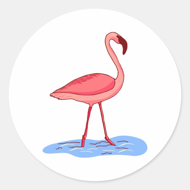 Flora Flamingo Classic Round Sticker (Front)